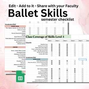 Programma di danza classica, elenco di controllo delle competenze, pianificatore di danza, organizzatore, materiale didattico, pianificatore digitale, DOWNLOAD, monitoraggio delle lezioni