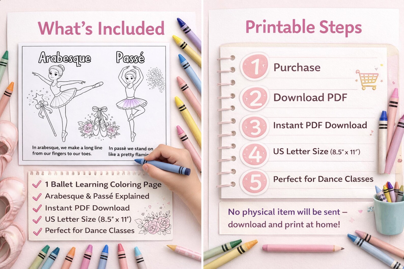 Ballet Positions Coloring Page Printable | Arabesque & Passé Dance ...