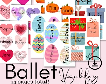 Dance Instructor, Teacher Supplies, Ballet Teacher, Ballet Vocabulary Printables, PreDance Games, Flash Cards for Dance Teachers