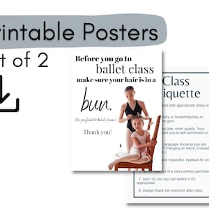 Dance Teacher Supplies, Ballet Class Dance Studio Wall Posters, Dancer Etiquette, DIGITAL FILES, Download, Studio Owner Supplies