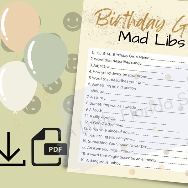 Birthday Mad Libs - Etsy