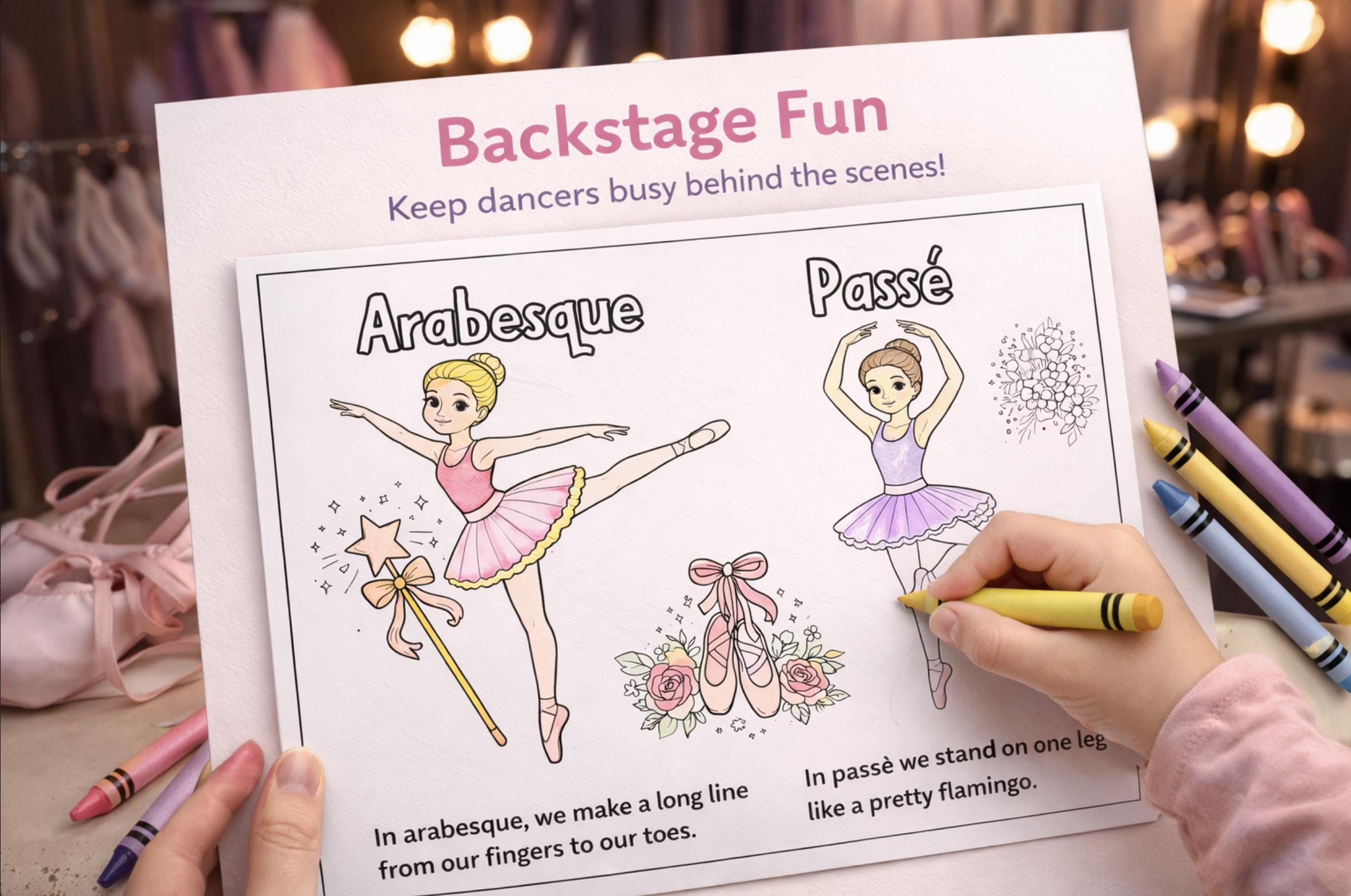 Ballet Positions Coloring Page Printable | Arabesque & Passé Dance ...
