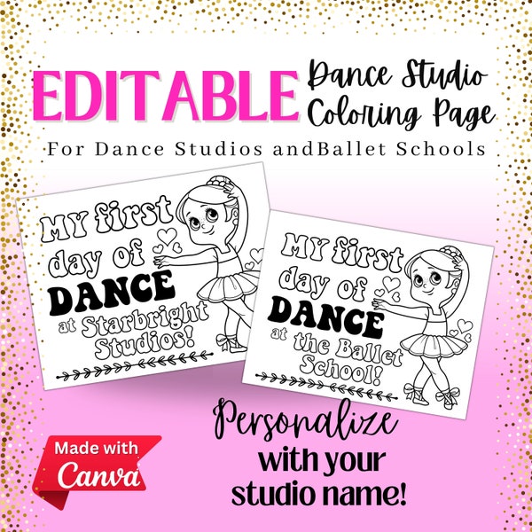 Editable Ballet School Dance Studio Coloring Page, First Day of Dance, Teaching Page for Preschool Dance Printable