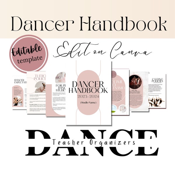 Editable Dancer Handbook for Dance Studios, Dance Teachers, Ballet Teacher Tools, Canva Template, Customizable Branding