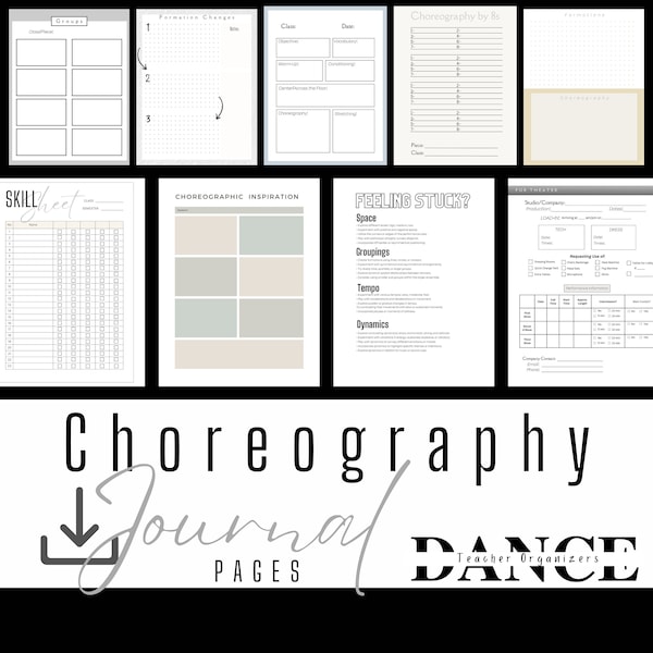Páginas descargables del planificador de coreógrafos: organice y mejore el proceso de coreografía de su profesor de danza