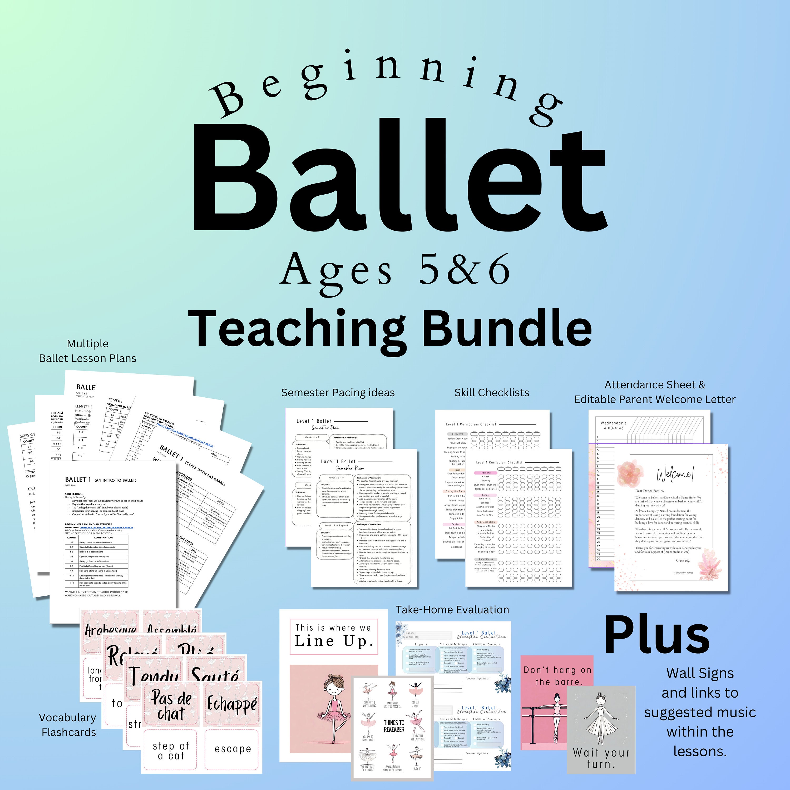 Beginner Ballet Lesson Plans, Dance Teacher Bundle, Planner Pages