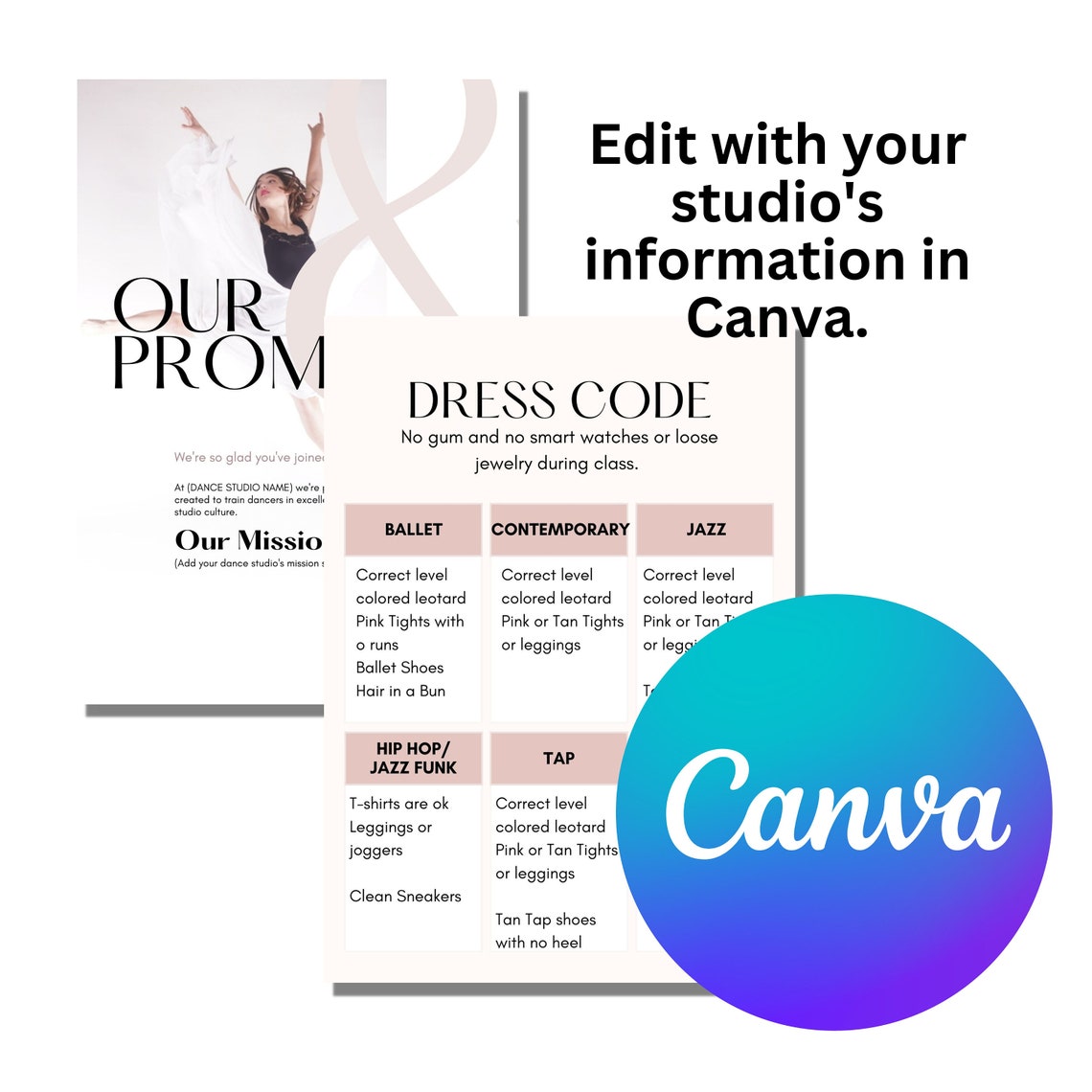 Editable Dancer Handbook for Dance Studios, Dance Teachers, Ballet ...