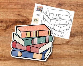 Bookstack Stained Glass Pattern, DIY Suncatcher (PDF Pattern)