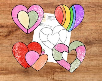 Heart Stained Glass Pattern Bundle, Pine and Prism, Romantic, Love Hearts, Suncatcher, DIY Stained Glass, Digital Download
