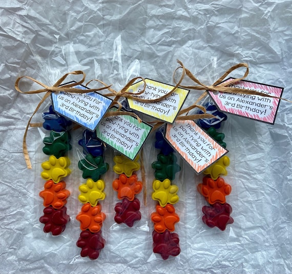 Paw Print Crayon Party Favor Bags W/ Personalized Tags5 Crayons per Bag in  Rainbow or Custom Colorsgreat for a Paw Patrol or Bluey Theme 