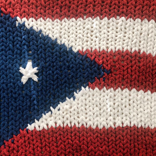 Puerto Rican Flag, chunky chenille throw blanket; boricua, gift