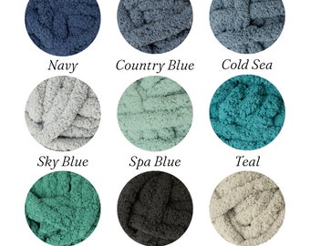 Chunky Plush Chenille Throw Blanket, Cool color options: Blue, Green; FREE Shipping