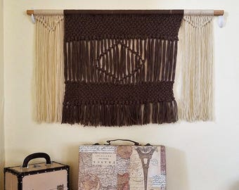 Beige and Deep Brown Macrame Wall Hanging