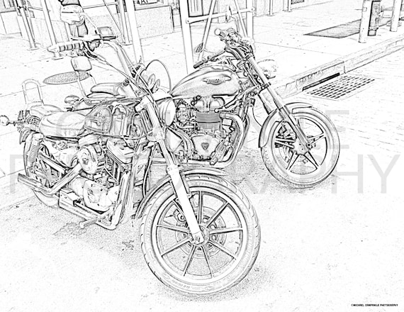 Motorcycles Coloring Page Digital Download Printable Etsy