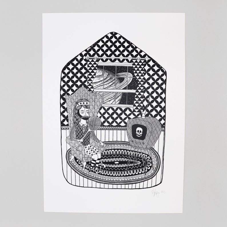 Infinite Jest Black and White Art Screen Print Intricate Etsy