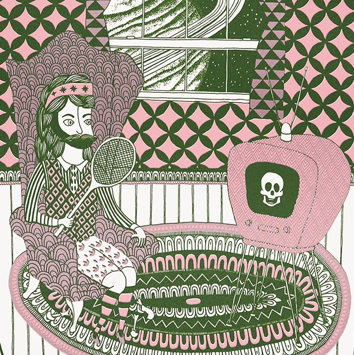 Infinite Jest, Bold Colourful Illustration, Screen Print, Folk Wall Art