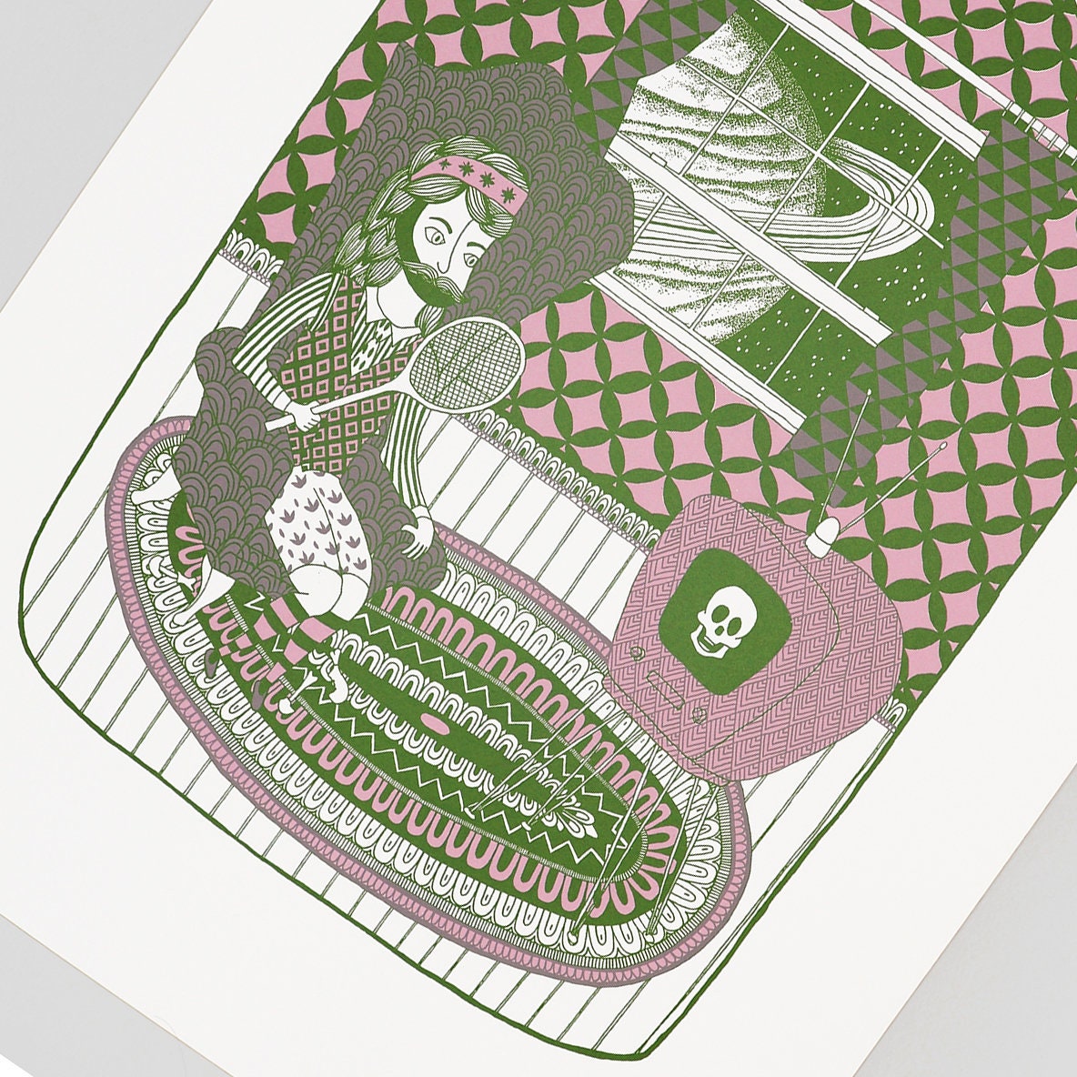 Infinite Jest, Bold Colourful Illustration, Screen Print, Folk Wall Art