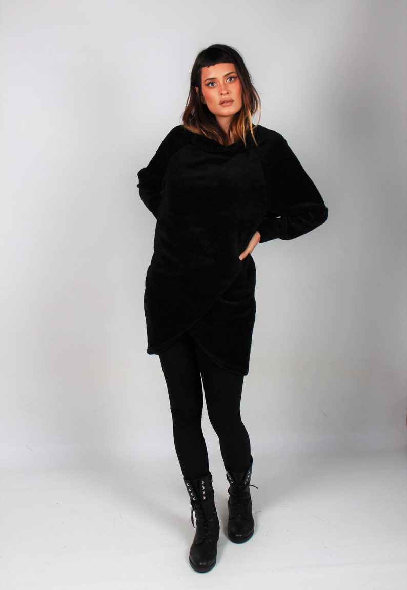 Teddy fabric oversize sweaterBlack