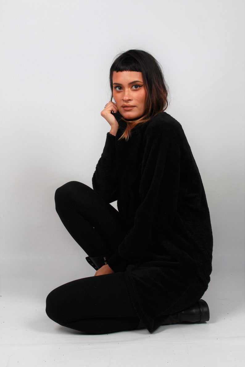 Teddy fabric oversize sweaterBlack