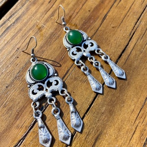 Vintage Kyrgyz Dangle Earrings: Handmade Central Asian Design