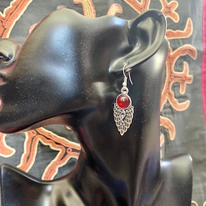 Kyrgyz Red Stone Dangle Earrings: Silk Road Design