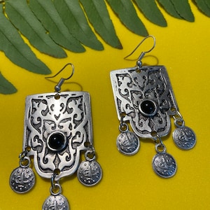 Kyrgyz Dangling Earrings: Central Asian Silk Road Design