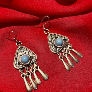 Central Asian Dangle Earrings: Kyrgyz Silk Road Bronze Jewelry