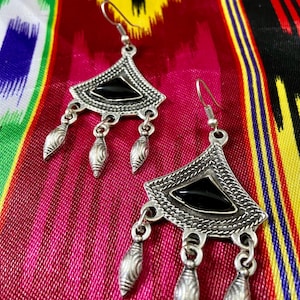 Central Asian Dangle Earrings: Silk Road Design