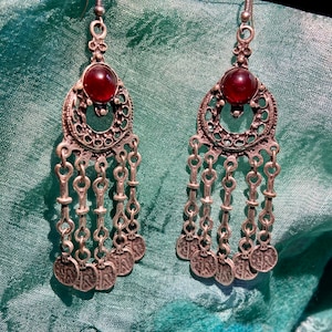 Handmade Kyrgyz Dangle Earrings: Central Asian Silk Road Design