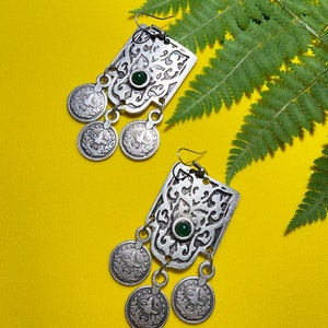 Vintage Kyrgyz Earrings: Central Asian Silver Ornaments