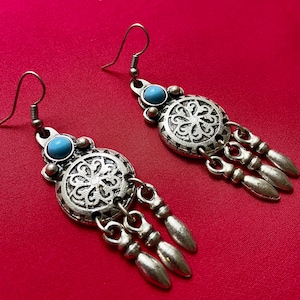 Kyrgyz Dangle Earrings: Central Asian Silk Road Design