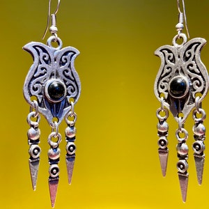 Handmade Kyrgyz Dangle Earrings: Central Asian Silk Road Design