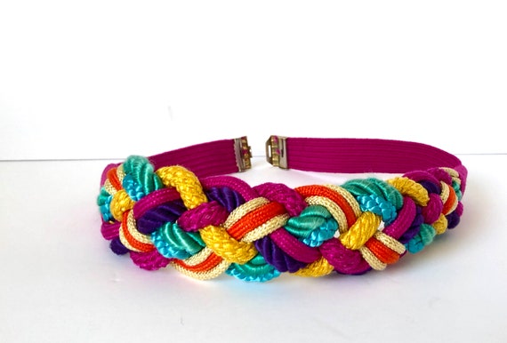 Vintage • 80’s • Belt • Braided • Vibrant • Rope … - image 3