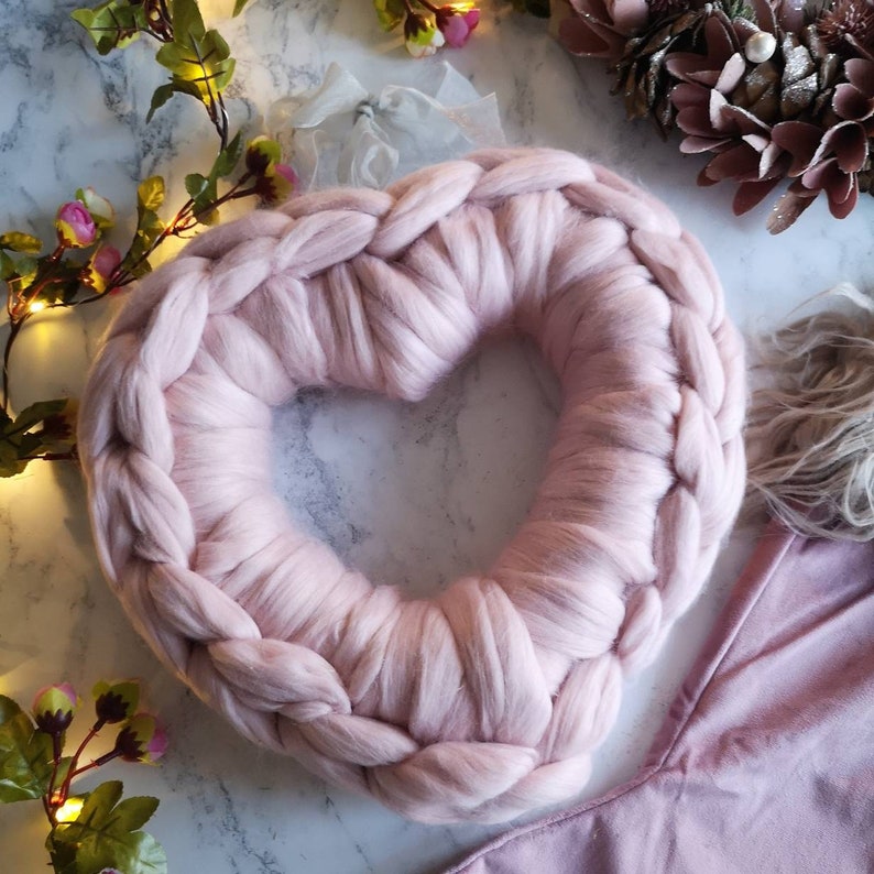 Large Chunky Knit Heart Wreath Etsy