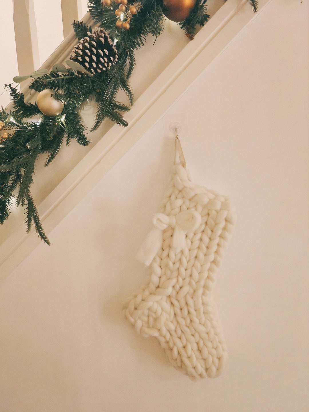 Chunky Knit Christmas Stocking Finger Knitting Pattern - Etsy UK
