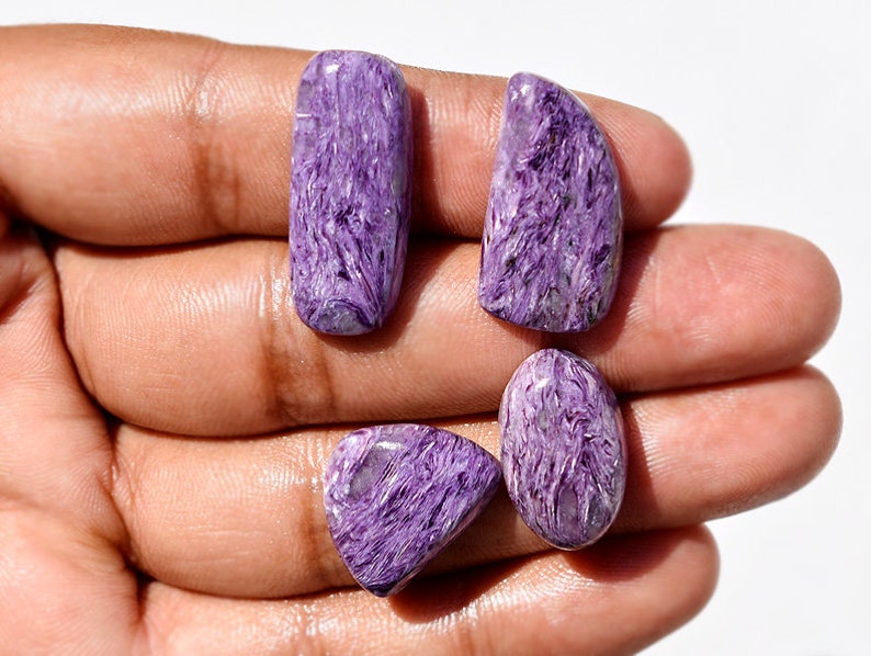 Wholesale Supplies 28x12x5 18x15x6 MM TP10006 Natural Charoite Cabochon,Natural Charoite Lot 56.5 Cts Russian Charoite Gemstone