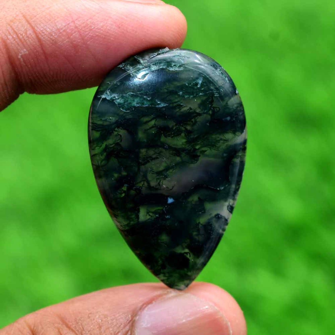 38 Cts Natural Moss Agate Gemstone Agate Cabochon Moss Agate | Etsy