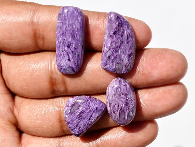 Wholesale Supplies 28x12x5 18x15x6 MM TP10006 Natural Charoite Cabochon,Natural Charoite Lot 56.5 Cts Russian Charoite Gemstone