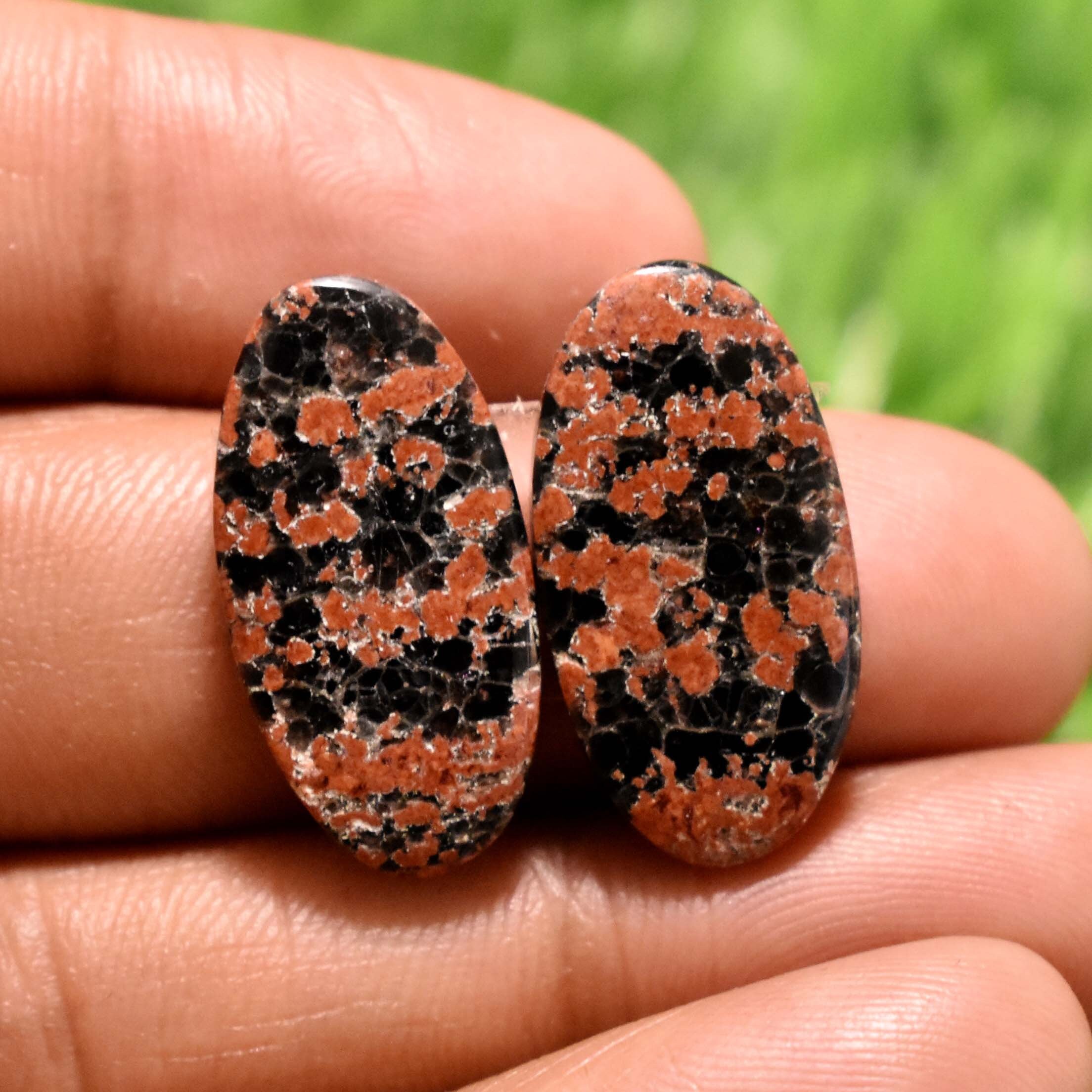 20.5 Cts Poppy Jasper Gemstone Pair Poppy Jasper Cabochon Etsy
