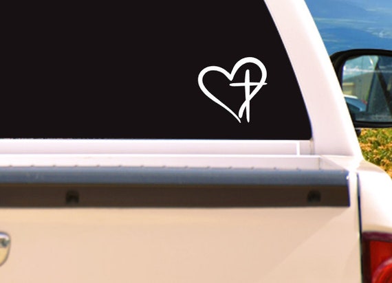 Vinyl decal for car or truck Faith Heart Easter Love of God Jesus Cross