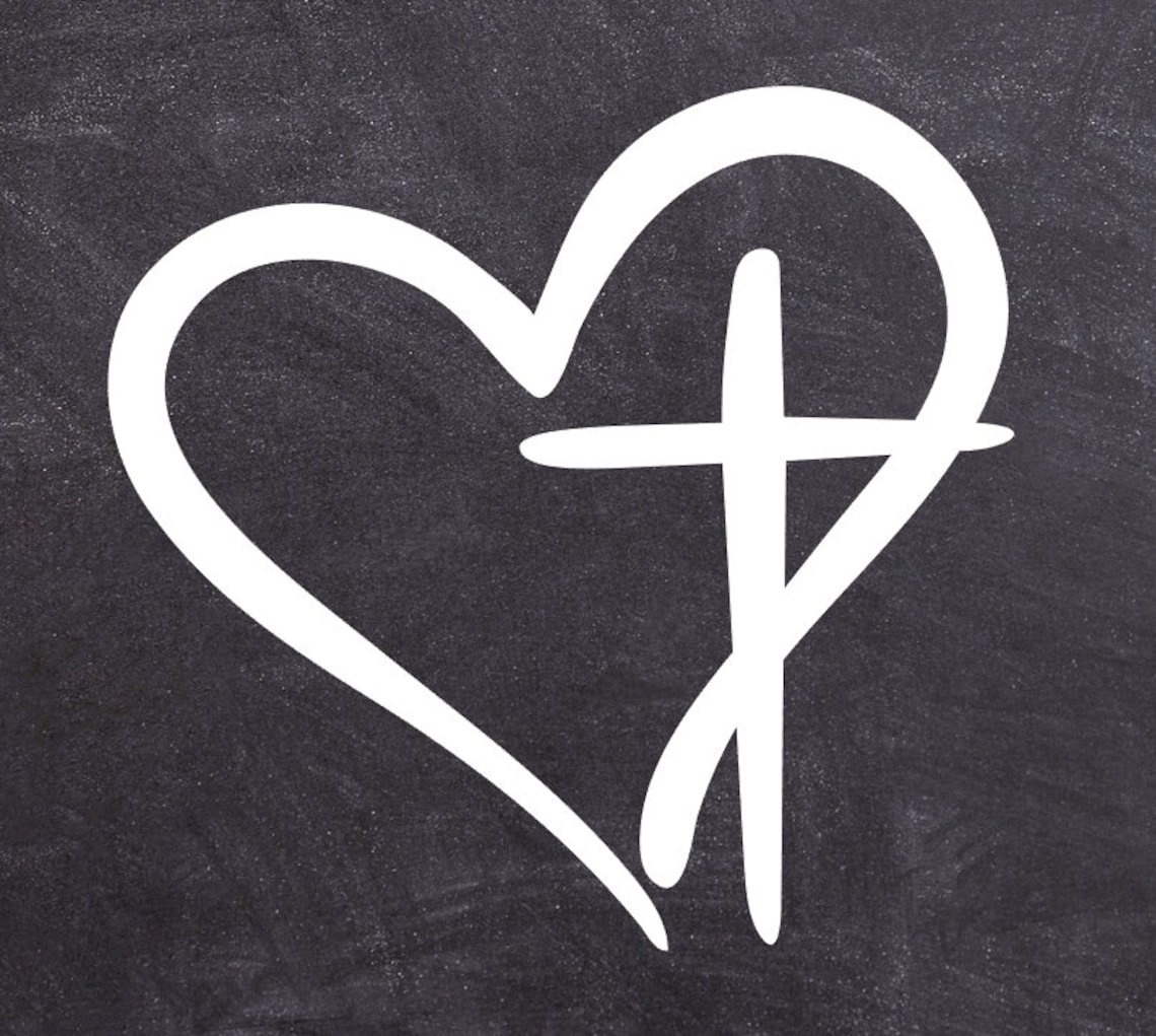 Cross Heart Christian Decal Religious Sticker Faith Car Etsy