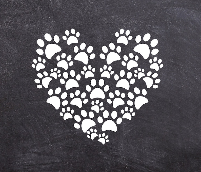 White Car Window Heart Paw Sticker Vinyl Decal Dog Cat Pet Puppy Love Wall Decor