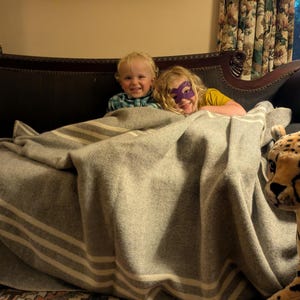 CT Blanket Long Throw (enfärgad med ränder), 100 % ull, arvegods, soffloung, tailgate, stadionmatch, överdimensionerad mysig campingpläd.