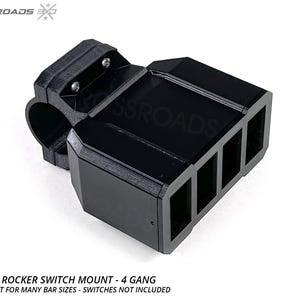 Overhead-Mounted Switch Panel, 4-Gang for Mount on any Round Roll Bar (SXS, Jeep, RZR, Pioneer, etc)