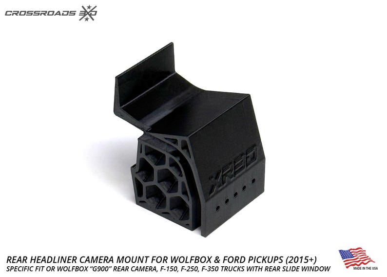 Wolfbox Rear Windshield Headliner Camera Mount for Ford F-150, F-250, F-350 w/ sliding window No Sunroof (sm gap)