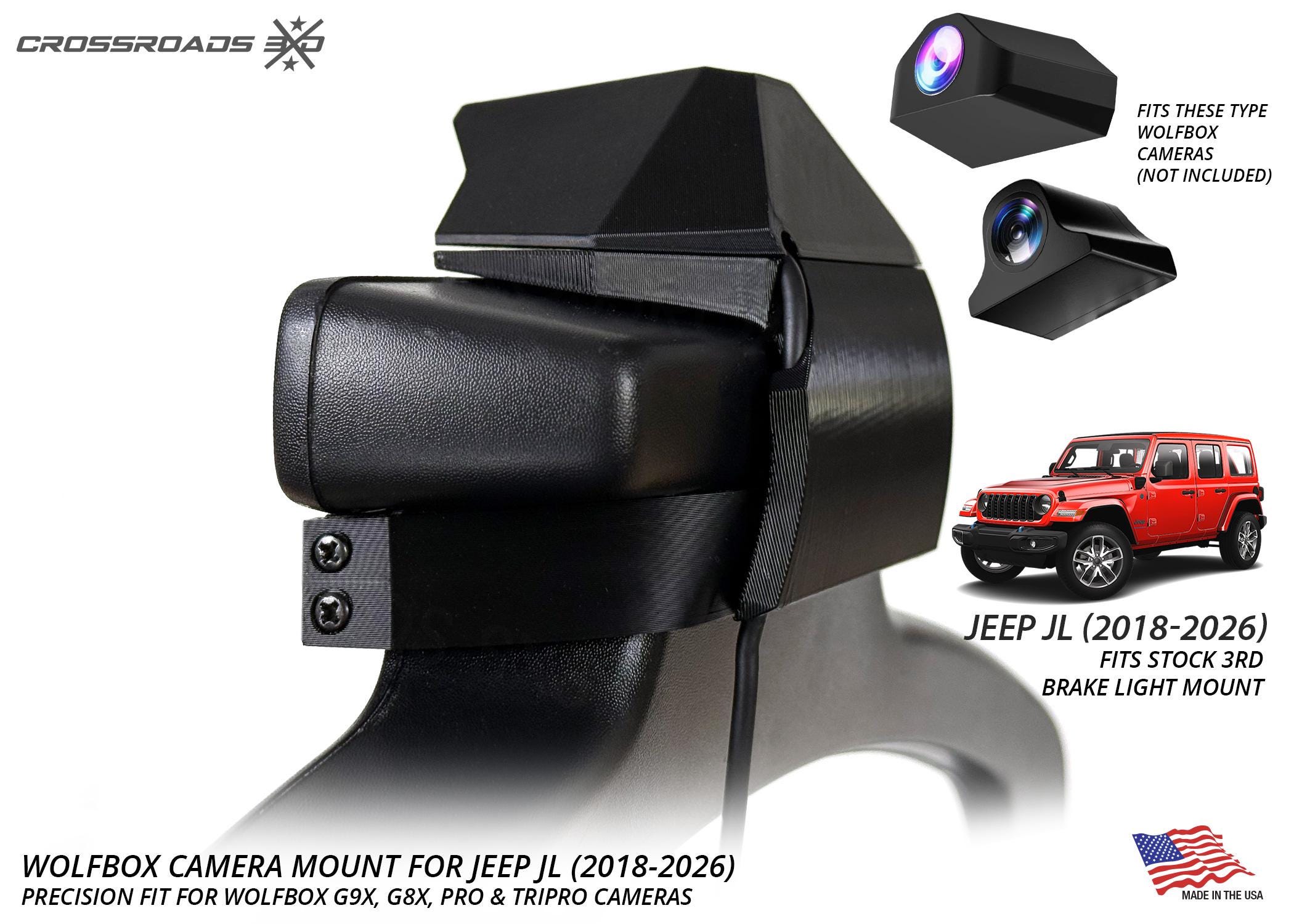 Jeep Wrangler JL 2018-2026 Third Brake Light Camera Mount Wolfbox