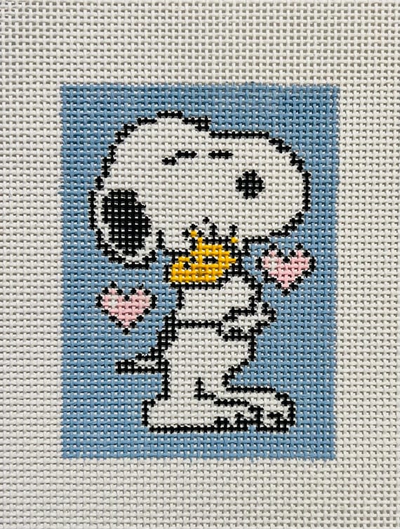 Needlepoint Snoopy Valentine Woodstock Ornament Gift 13 count Zweigart canvas