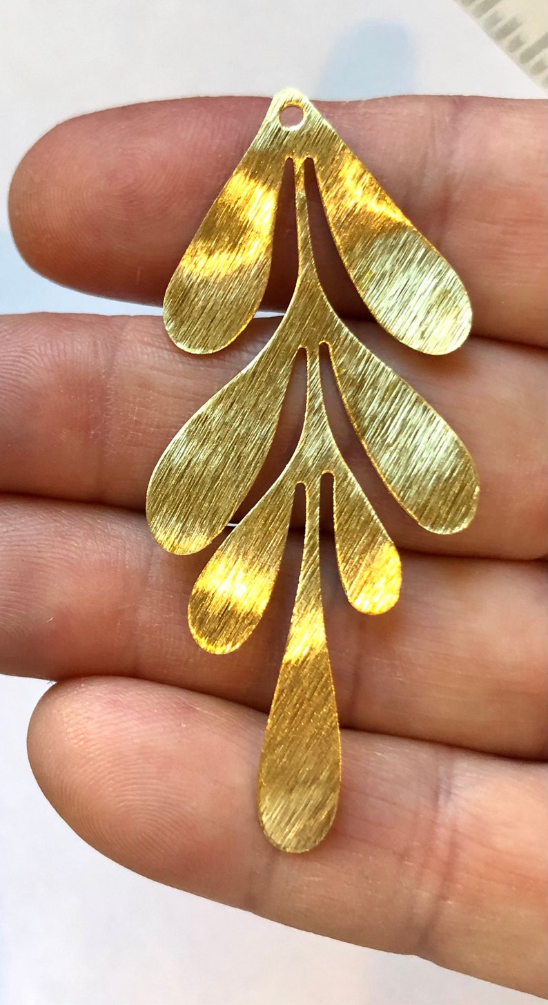 Pair of Brushed Brass Earring Supplies Charms Leaves Leaf Components Earrings Components DIY Earrings Findings