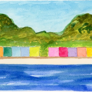 Blank Charlevoix Michigan Greeting Card Belvedere Club Cabanas Greeting Card All Occassion Blank Cabanas Greeting Card Michigan Artist