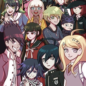 DR V3 poster, Shuichi Saihara, Kokichi Ouma, Kaito K1-B0 Rantaro Gonta gokuhara Ryoma Hoshi Korekiyo Shinguji kaede angie tenko